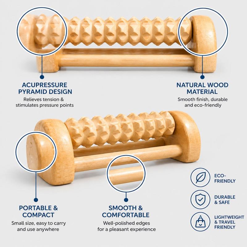 1 unidade de rolo de madeira n - Reflexology Foot Roller avaliação e preço